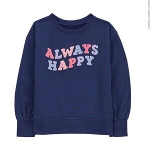 Carter's "Always Happy" French Terry long-sleeved sweatshirt -- Girls' SZ 10/10A
